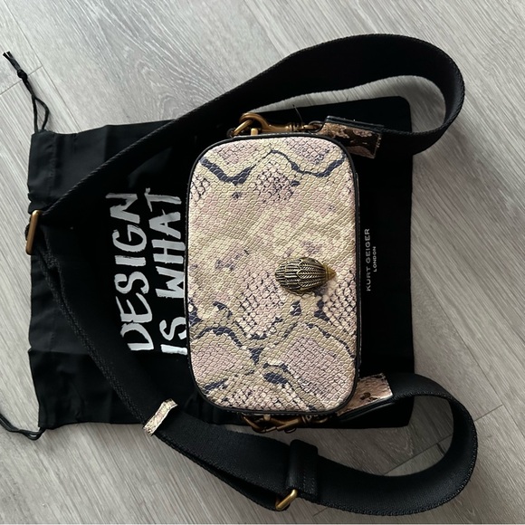 Kurt Geiger Beige and Black Snake Print Crossbody Bag Small - Picture 2 of 6